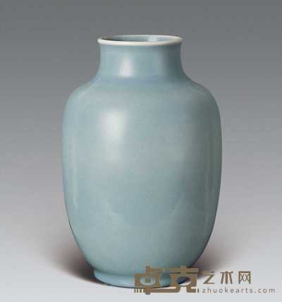 民国 天青釉冬瓜瓶 高19cm